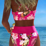 Millie | Bikini with contrast floral pattern and slit