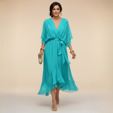 Regina | Chiffon dress with scollo with V