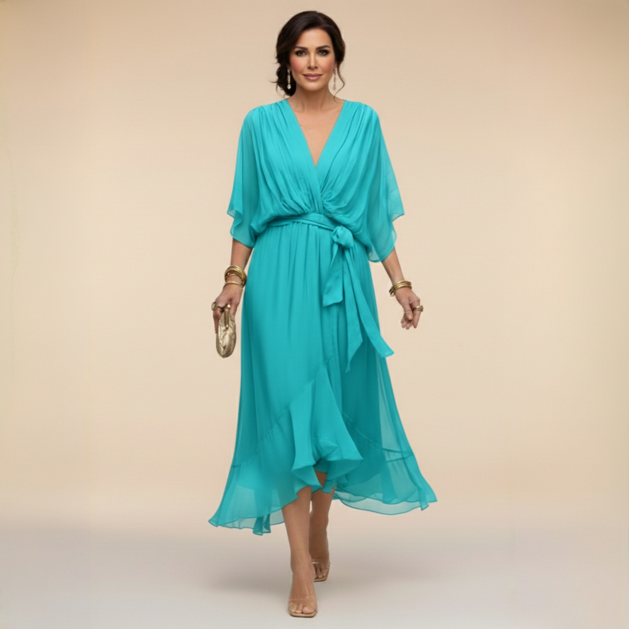 Regina | Chiffon dress with scollo with V