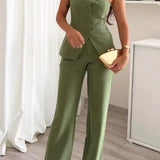 Hannah | Sleeveless two-piece set with buttons