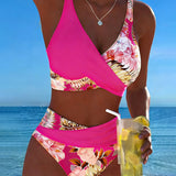 Millie | Bikini with contrast floral pattern and slit