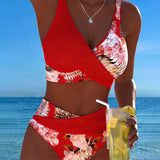 Millie | Bikini with contrast floral pattern and slit