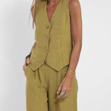 Rose | Set consisting of a buttoned vest and wide trousers