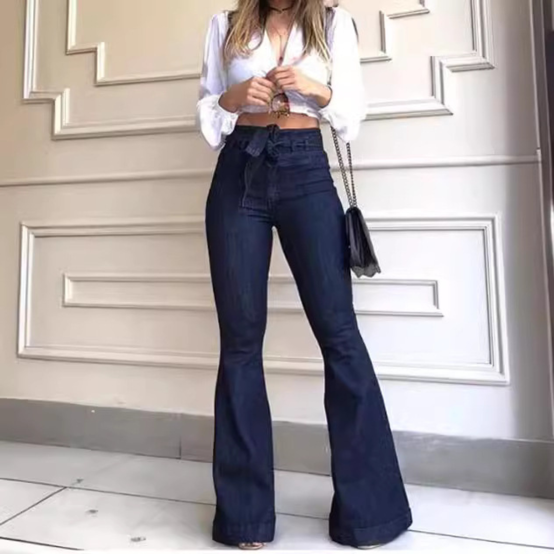 Ella | Vintage Wide Leg Lace-Up Flared Pants
