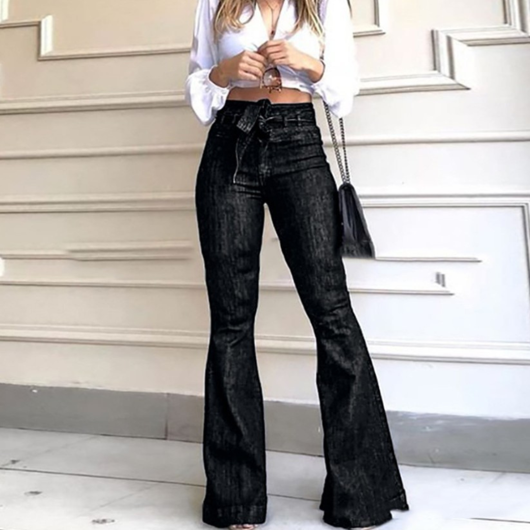 Ella | Vintage Wide Leg Lace-Up Flared Pants