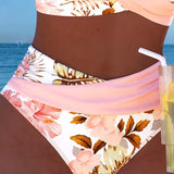 Millie | Bikini with contrast floral pattern and slit