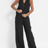 Rose | Set consisting of a buttoned vest and wide trousers