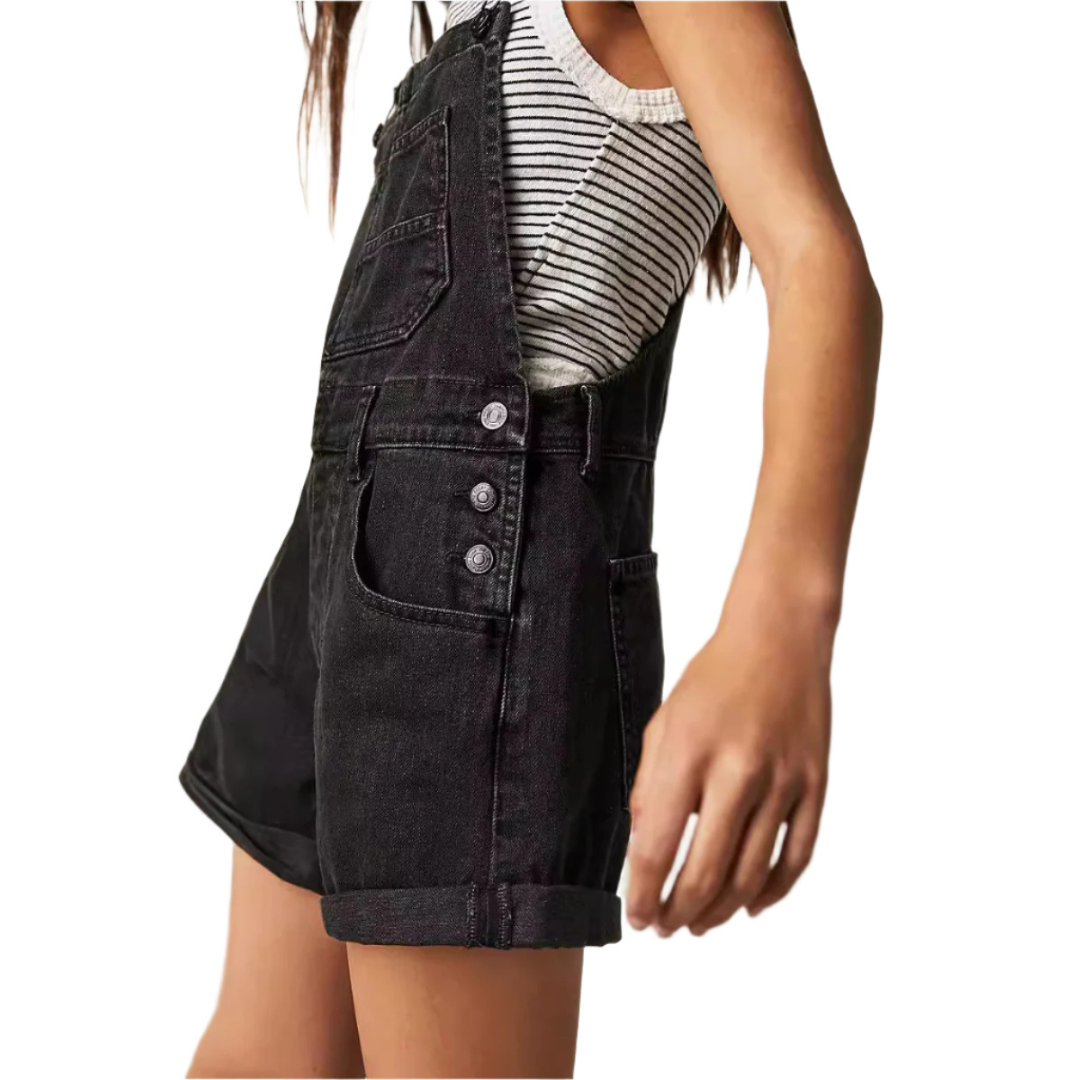 Kristy | Vintage Adjustable Denim Overall Shorts