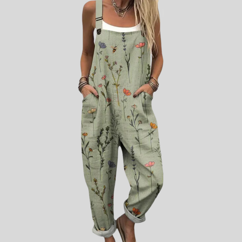 Madison green dungarees with a floral mix