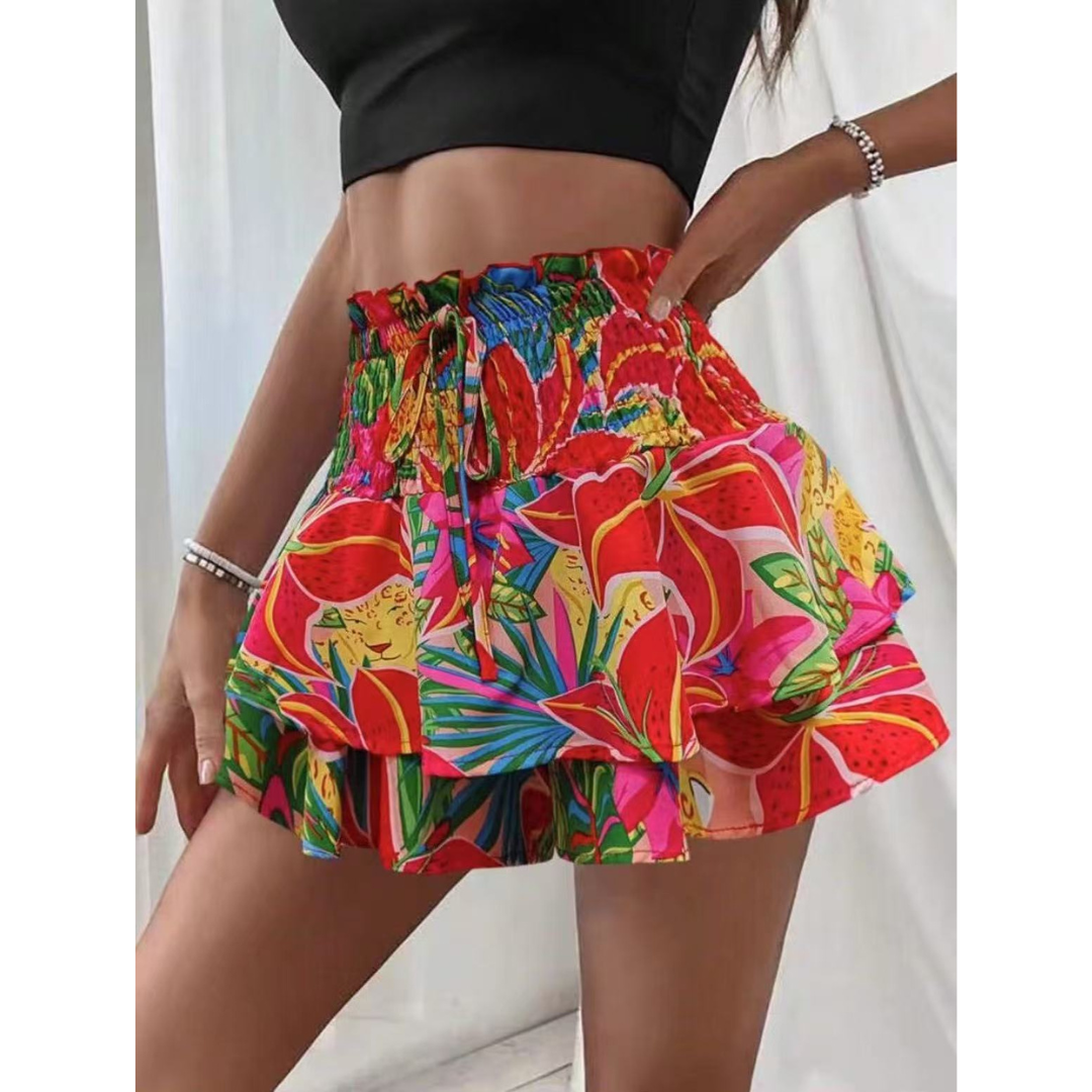 Vanessa | Lightweight Shirred Layered Summer Skort