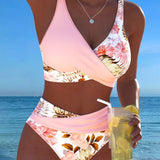 Millie | Bikini with contrast floral pattern and slit