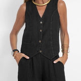 Rose | Set consisting of a buttoned vest and wide trousers
