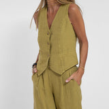 Rose | Set consisting of a buttoned vest and wide trousers