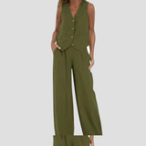 Rose | Set consisting of a buttoned vest and wide trousers