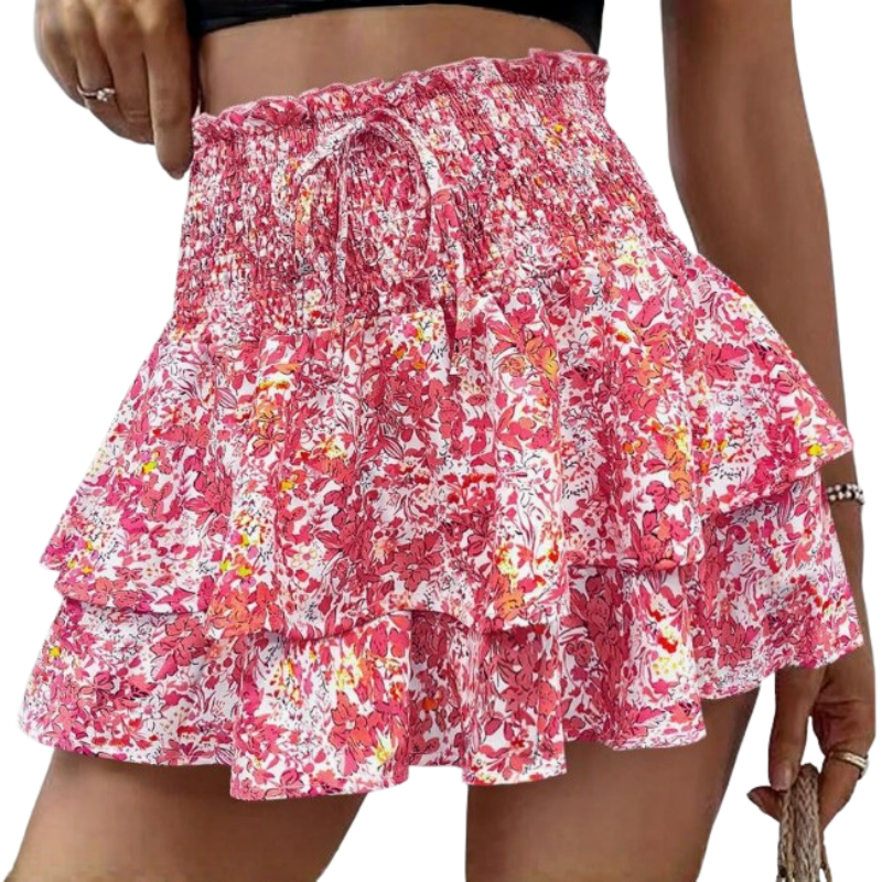 Heidi | High Waist Floral Tie Front Wide Leg Shorts