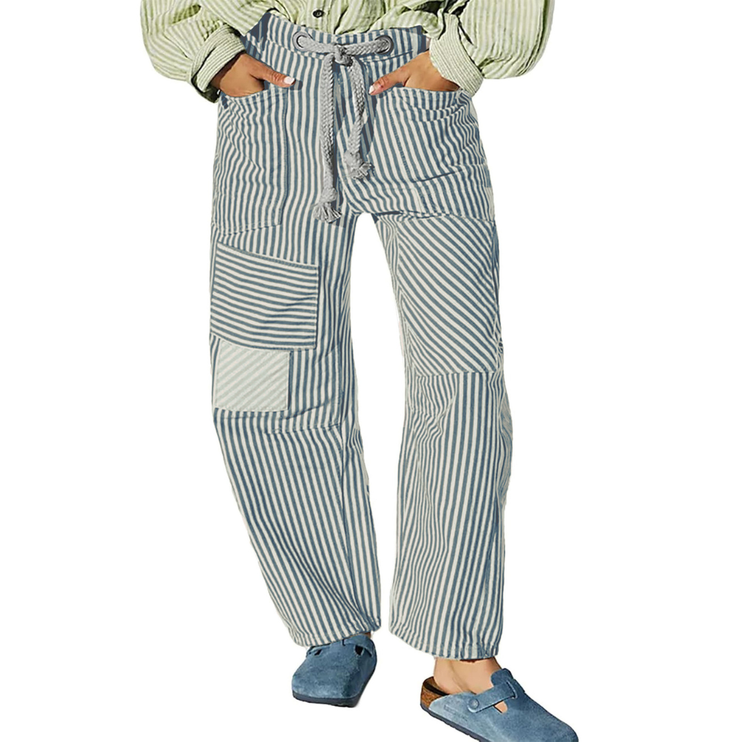Layla | Chic Stripe Drawstring Wide-Leg Pants