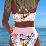 Millie | Bikini with contrast floral pattern and slit