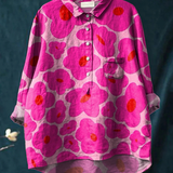 Zoe | Casual women's blouse with a bright pink floral motif