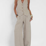Rose | Set consisting of a buttoned vest and wide trousers