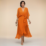 Regina | Chiffon dress with scollo with V