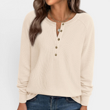 Naomi | Cosy Waffle Knit Henley Top