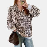 Women's Half Zip Oversized Drop Shoulder Sweatshirt