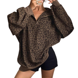 Emily | Leopard Print Zip-Up Corduroy Hoodie