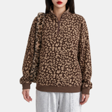 Women's Half Zip Oversized Drop Shoulder Sweatshirt