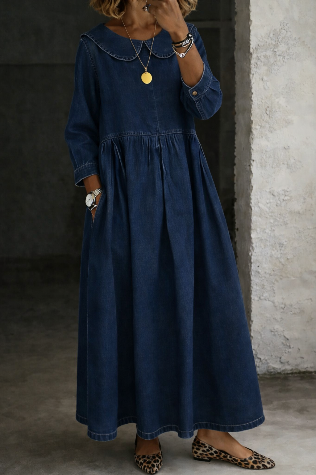 Scarlett - Peter Pan Collar Denim Dress