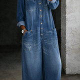Rose - Long Sleeve Jumpsuit with Exposed Shoulders