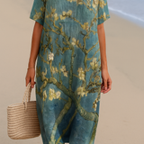 Tracy - Floral Dress in Aqua Green
