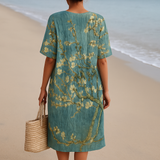 Tracy - Floral Dress in Aqua Green
