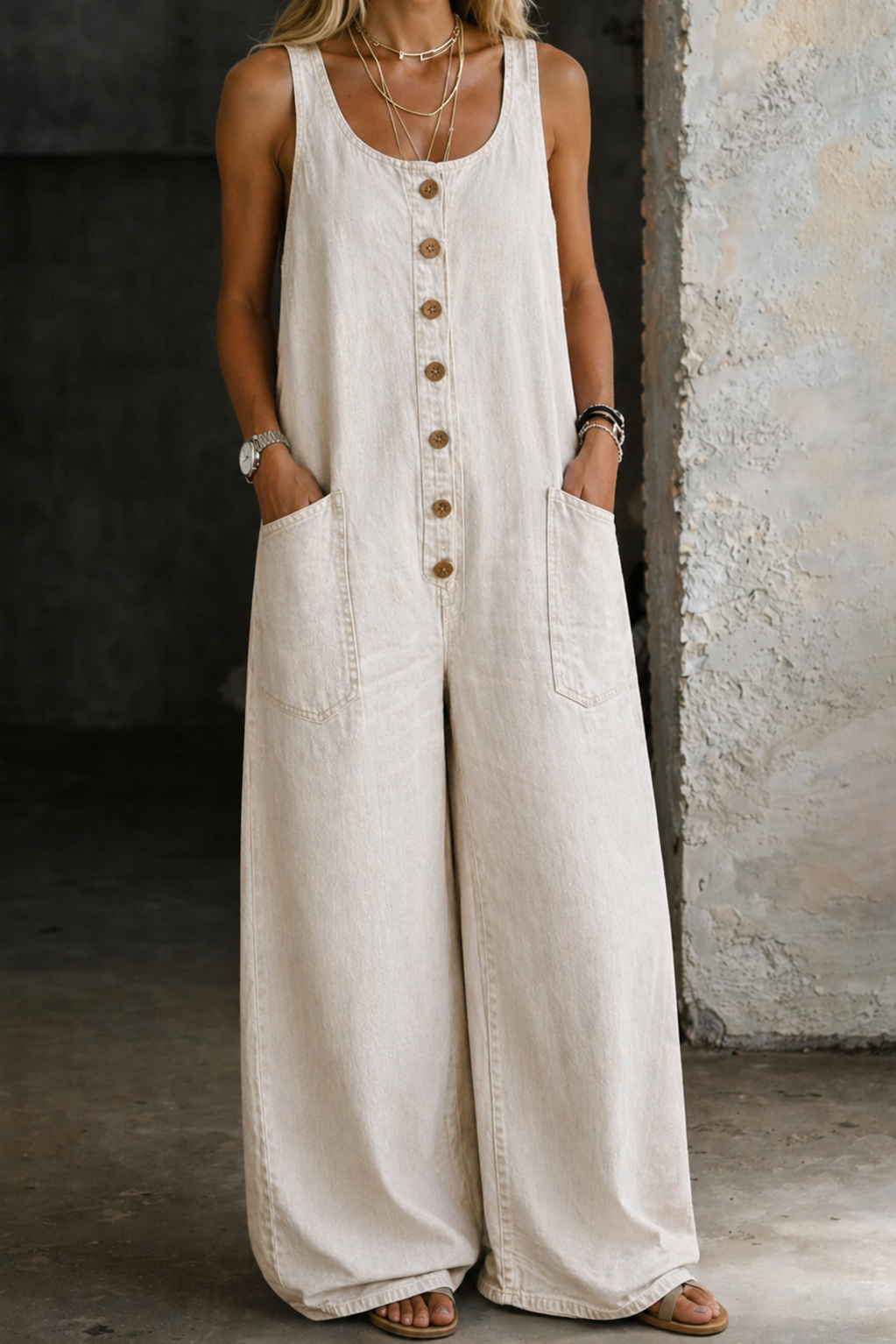Lily - Vintage Washed Cotton Denim Overalls