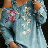Evie - Denim Top with Exposed Shoulders