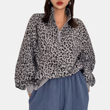 Women's Half Zip Oversized Drop Shoulder Sweatshirt