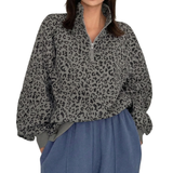 Emily | Leopard Print Zip-Up Corduroy Hoodie