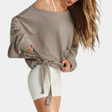 Sophie | Soft Drawstring One-Shoulder Pullover Sweatshirt