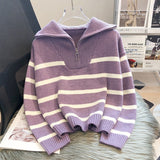 Jacinta | Chic Striped Long Sleeve Collared Top