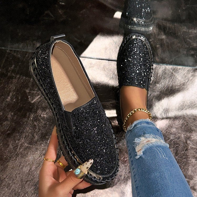 Lara | Fashionable Slip-On Glitter Loafers for Daily Wear