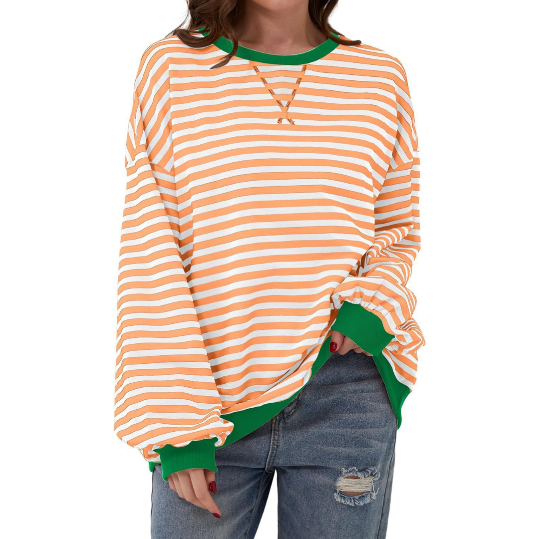 Zara | Relaxed Striped Lantern Sleeve Hoodie