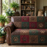 Rustic PawPrints Quilted Sofa Cover - Trail Design NCU0PTT3026