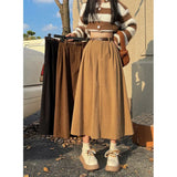Naomi | Classic Belt Corduroy Midi Skirt