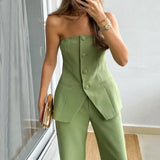 Hannah | Sleeveless two-piece set with buttons