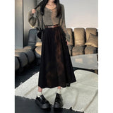 Naomi | Classic Belt Corduroy Midi Skirt