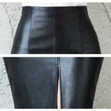 Yvette | Sleek Black Leather Pencil Skirt
