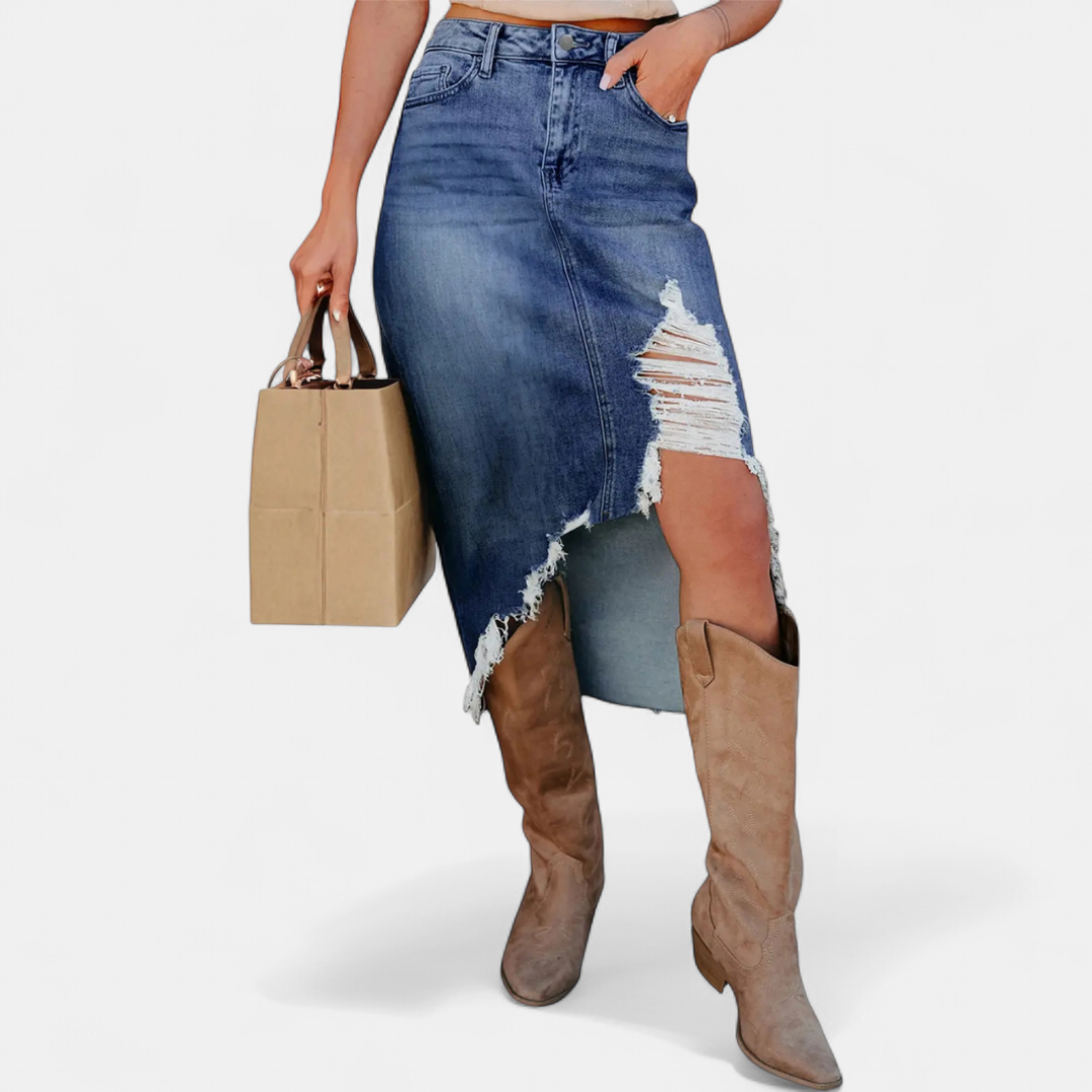 Kylie | Relaxed High-Waist Denim Maxi Skirt