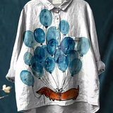 Georgia | Casual blouse with an artistic balloon and dog print