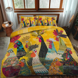 3-Piece Quilted Bedding Set - Dawn's Rooster Design