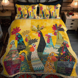 3-Piece Quilted Bedding Set - Dawn's Rooster Design