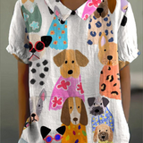 Valeska | Blouse with dog print